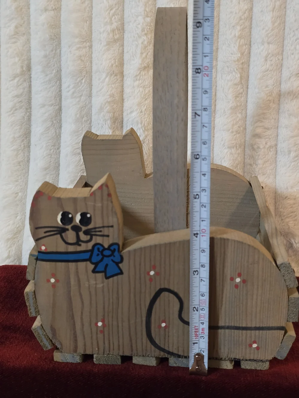 Vtg Sawmill Critters Handcrafted Wood Cat Basket Caddy Hand Painted - Tennessee